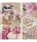 SERVIETTE COQUILLAGES ET ORCHIDEES