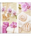 SERVIETTE COQUILLAGES ET ORCHIDEES
