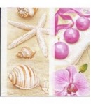 SERVIETTE COQUILLAGES ET ORCHIDEES