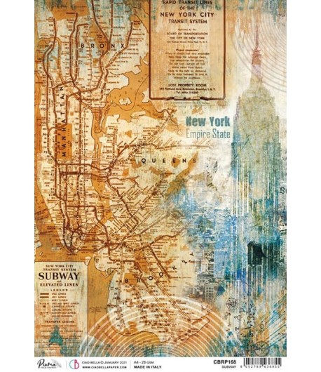 PAPIER DE RIZ A4 SUBWAY 21 X 29.7CM CBRP168