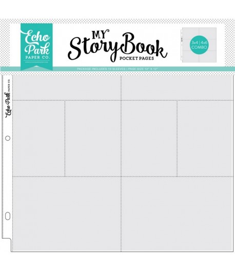 10 POCHETTES 12" X 12" POUR POCKET CARDS  4" X 6" ET 3" x 4" - MY STORY BOOK