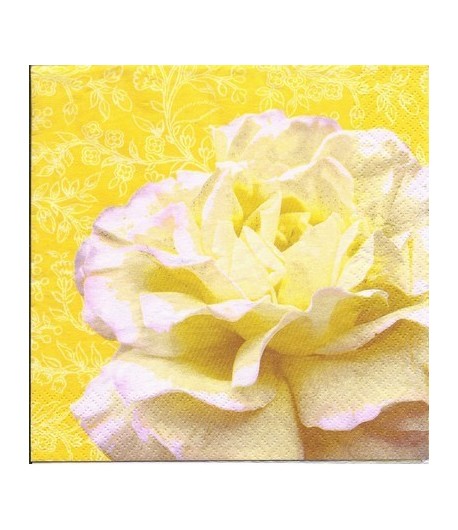 SERVIETTE LA ROSE FOND JAUNE