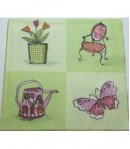 SERVIETTE JARDIN ROSE ET VERT