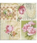 SERVIETTE ROSES ET CARTES POSTALES