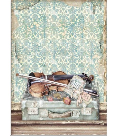 PAPIER DE RIZ A4 PASSION - LE VIOLON ET LE VOYAGE 21X29.7 - DFSA4544 - STAMPERIA