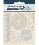 FORMES CARTON DECORATIVE CHIPS LACETS ET COINS 14X14CM - SCB43