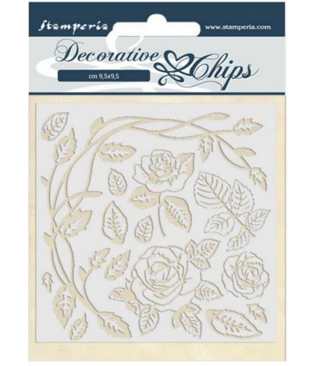 FORMES CARTON DECORATIVE CHIPS ROSES 14X14CM - SCB44