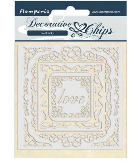 FORMES CARTON DECORATIVE CHIPS CADRES DE L'AMOUR 14X14CM - SCB47