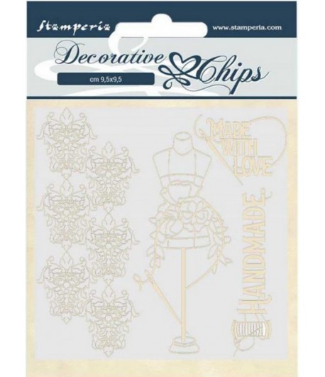 FORMES CARTON DECORATIVE CHIPS COUTURE 14X14CM - SCB52