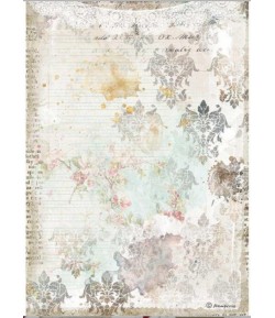 PAPIER DE RIZ A4 ROMANTIC - JOURNAL DENTELLE 21X29.7 - DFSA4556 - STAMPERIA