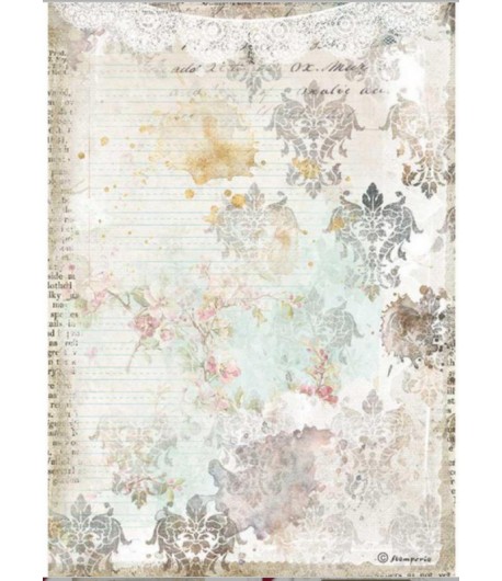 PAPIER DE RIZ A4 ROMANTIC - JOURNAL DENTELLE 21X29.7 - DFSA4556 - STAMPERIA