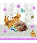 SERVIETTE LES LAPINS ET LE NID