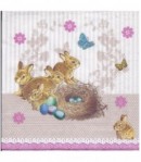 SERVIETTE LES LAPINS ET LE NID