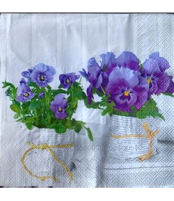 SERVIETTE POTS DE PENSEES