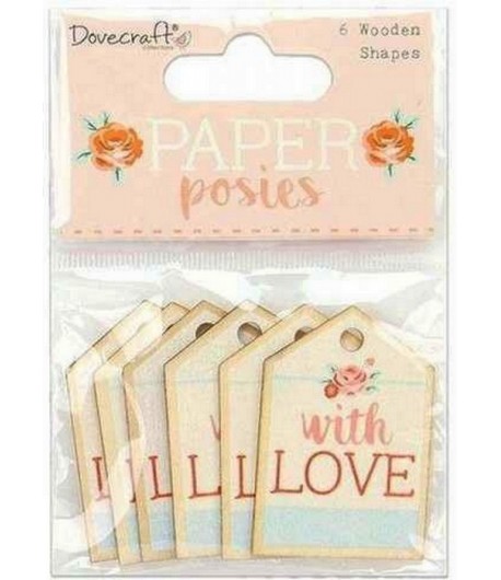 6 TAGS EN BOIS - WITH LOVE