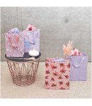 SAC CADEAU MOTIF FLORAL BLEU 18X26X12CM