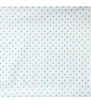 TISSU BLANC A POIS BLEUS - 10 CM X 160 CM