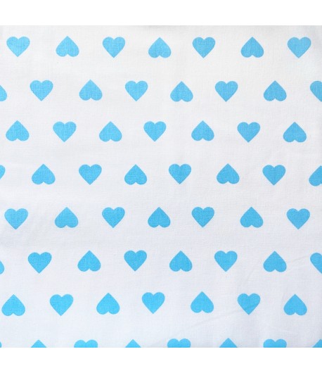TISSU BLANC A COEURS BLEUS - 10 X 160 CM