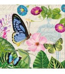 SERVIETTE PAPILLONS ET FLEURS