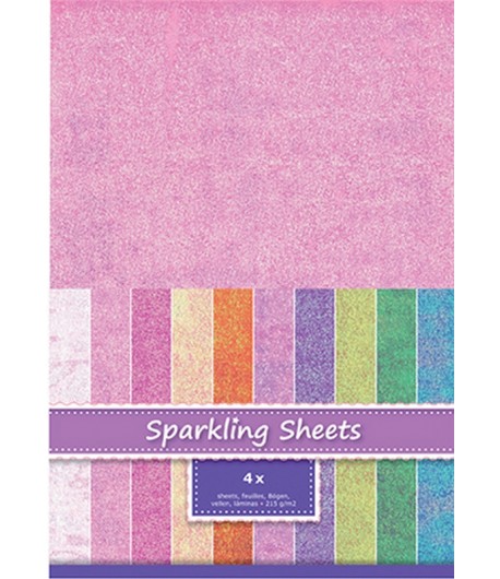 FEUILLES A4 SPARKLING HOLOGRAPHIQUE - ROSE CLAIR X 4