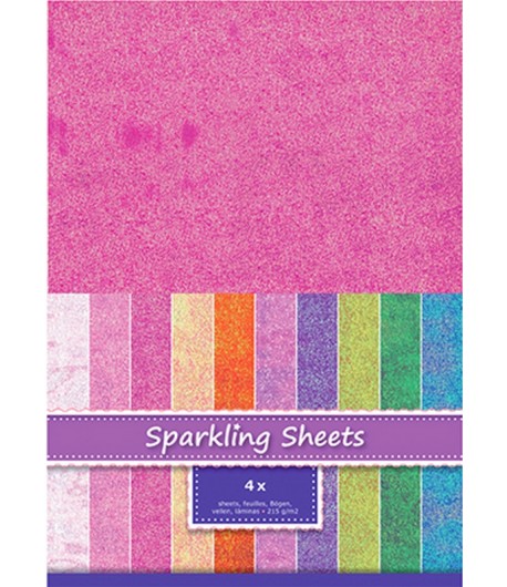 FEUILLES A4 SPARKLING HOLOGRAPHIQUE - FUCHSIA X 4
