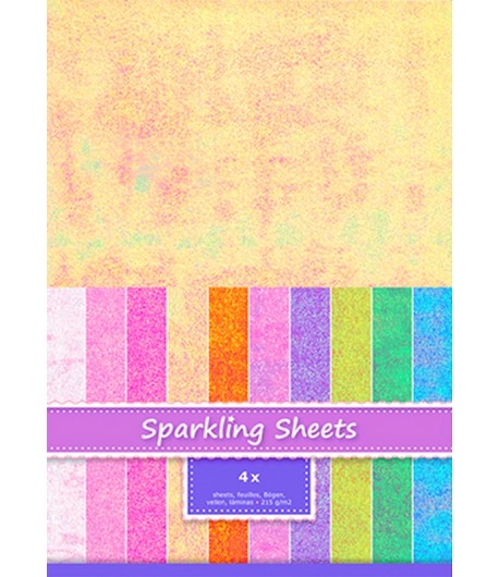 FEUILLES A4 SPARKLING HOLOGRAPHIQUE - JAUNE X 4