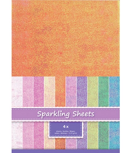 FEUILLES A4 SPARKLING HOLOGRAPHIQUE - ORANGE X 4