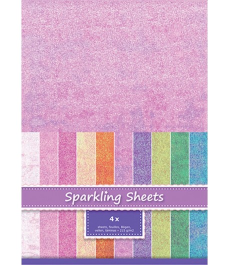 FEUILLES A4 SPARKLING HOLOGRAPHIQUE - MAUVE X 4