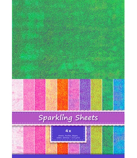 FEUILLES A4 SPARKLING HOLOGRAPHIQUE - VERT FONCE X 4