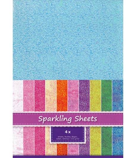 FEUILLES A4 SPARKLING HOLOGRAPHIQUE - BLEU CLAIR X 4