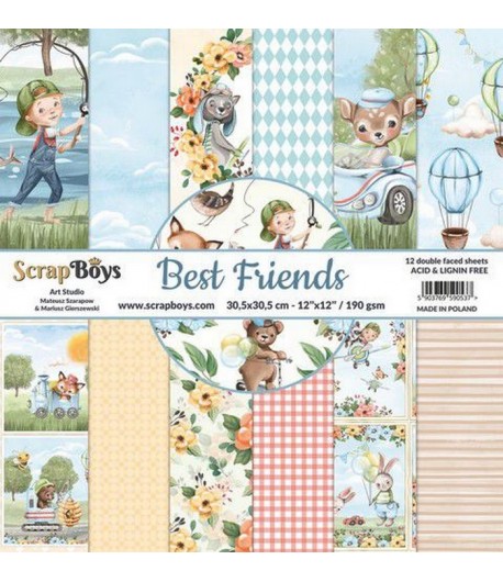 BLOC 12 FEUILLES 30.5 X 30.5 CM -  BEST FRIENDS