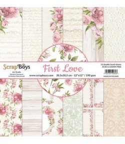 BLOC 12 FEUILLES 30.5 X 30.5 CM -  FIRST LOVE - SCRAPBOYS