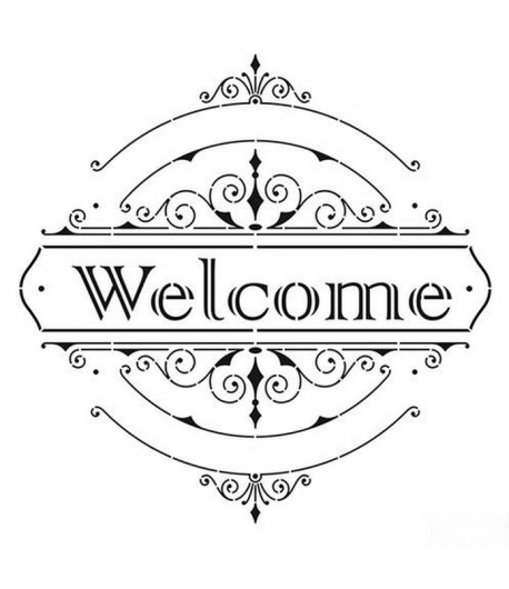 POCHOIR 25 X 25 CM MIXED MEDIA  - WELCOME