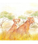 SERVIETTE LION ET LIONNES