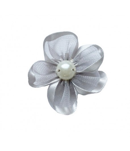 FLEUR EN TULLE - GRIS CLAIR