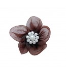 FLEUR EN TULLE - MARRON