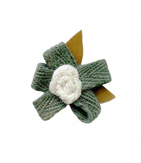 FLEUR EN TISSU RUBAN - KAKI