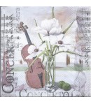 SERVIETTE VIOLON ET FLEURS BLANCHES
