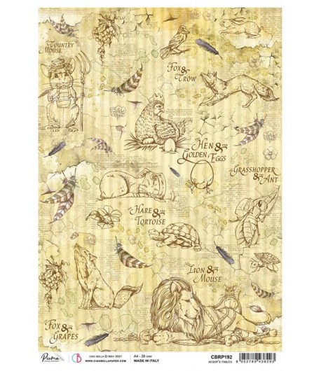 PAPIER DE RIZ A4 AESOP'S FABLES 21 X 29.7CM CBRP192