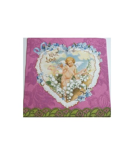 SERVIETTE ANGE COEUR
