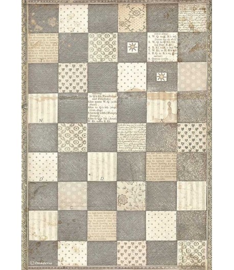PAPIER DE RIZ A4 ALICE - CHESSBOARD 21X29.7 - DFSA4605 - STAMPERIA