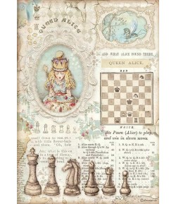 PAPIER DE RIZ A4 ALICE - QUEEN ALICE 21X29.7 - DFSA4604 - STAMPERIA