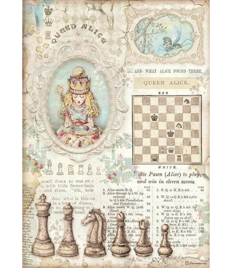 PAPIER DE RIZ A4 ALICE - QUEEN ALICE 21X29.7 - DFSA4604 - STAMPERIA