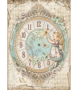 PAPIER DE RIZ A4 ALICE - CLOCK 21X29.7 - DFSA4602 - STAMPERIA