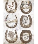 PAPIER DE RIZ A4 ROMANTIC HORSES - HORSESHOES 21X29.7 - DFSA4583 - STAMPERIA