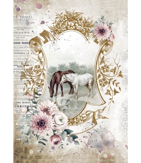 PAPIER DE RIZ A4 ROMANTIC HORSES - LAKE 21X29.7 - DFSA4582 - STAMPERIA