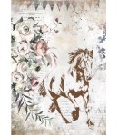PAPIER DE RIZ A4 ROMANTIC HORSES - RUNNING HORSE 21X29.7 - DFSA4579 - STAMPERIA