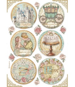 PAPIER DE RIZ A4 SPLEEPING BEAUTY ROUNDS 21X29.7 - DFSA4576 STAMPERIA