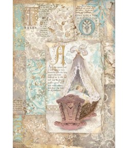 PAPIER DE RIZ A4 SLEEPING BEAUTY CRADLE - 21X29.7 - DFSA4570 - STAMPERIA