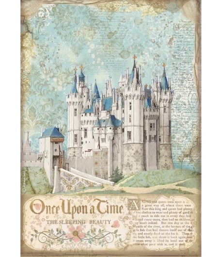 PAPIER DE RIZ A4 SLEEPING BEAUTY CASTLE - 21X29.7 - DFSA4569 - STAMPERIA